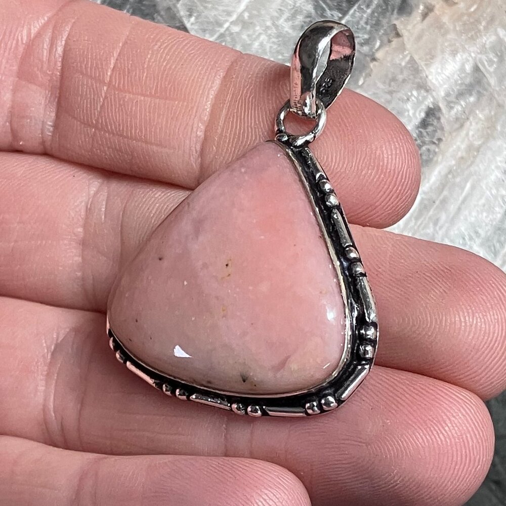 Triangular Pink Opal Pendant Crystal Stone Jewelry - image 4